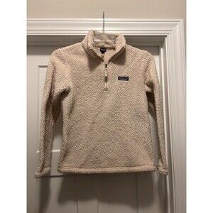 Womens PATAGONIA Ivory Los Gatos Lobos 1/4 Zip Fleece Sweater Jacket Small